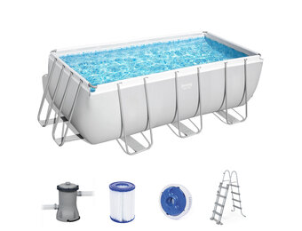 Bestway zwembad - 412x201x122cm - met filterpomp & trap - grijs
