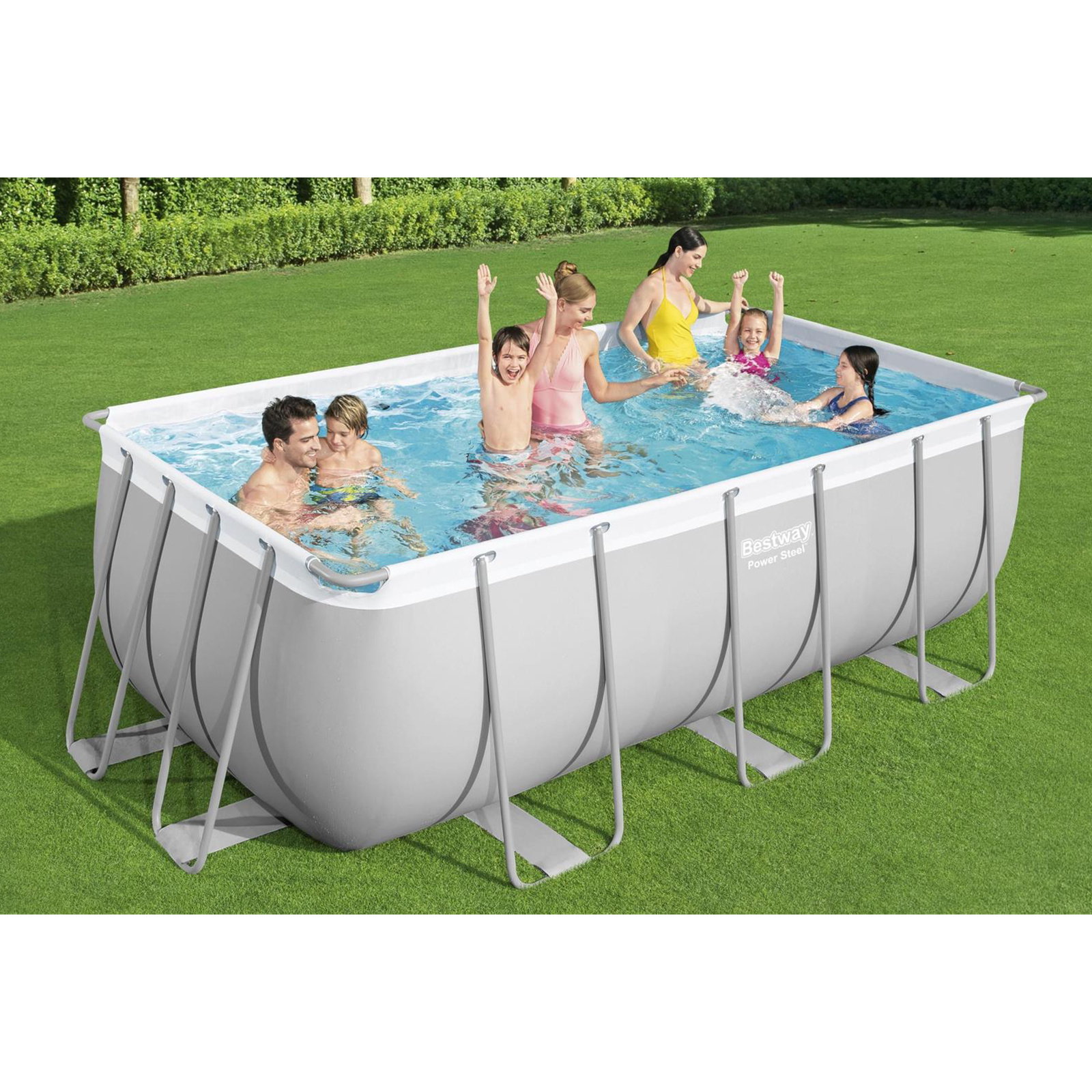 Bestway zwembad - 412x201x122cm - met filterpomp & trap - grijs