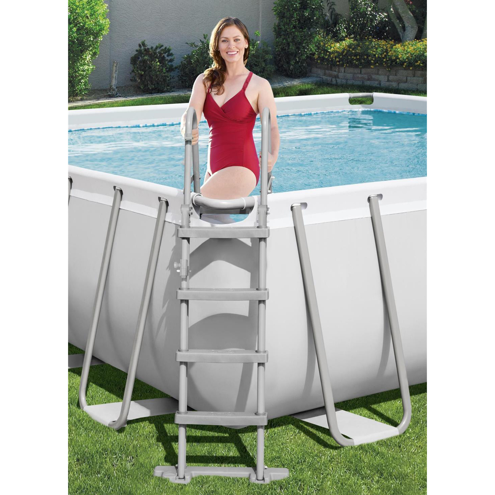 Bestway zwembad - 412x201x122cm - met filterpomp & trap - grijs