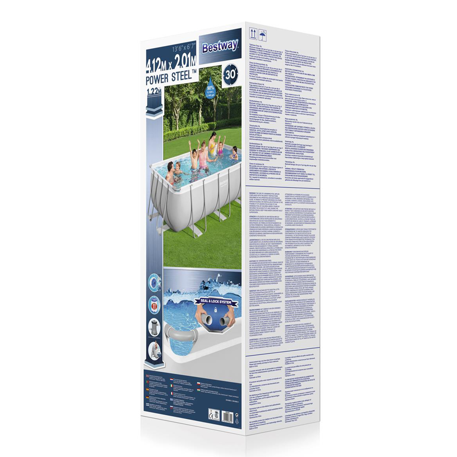 Bestway zwembad - 412x201x122cm - met filterpomp & trap - grijs