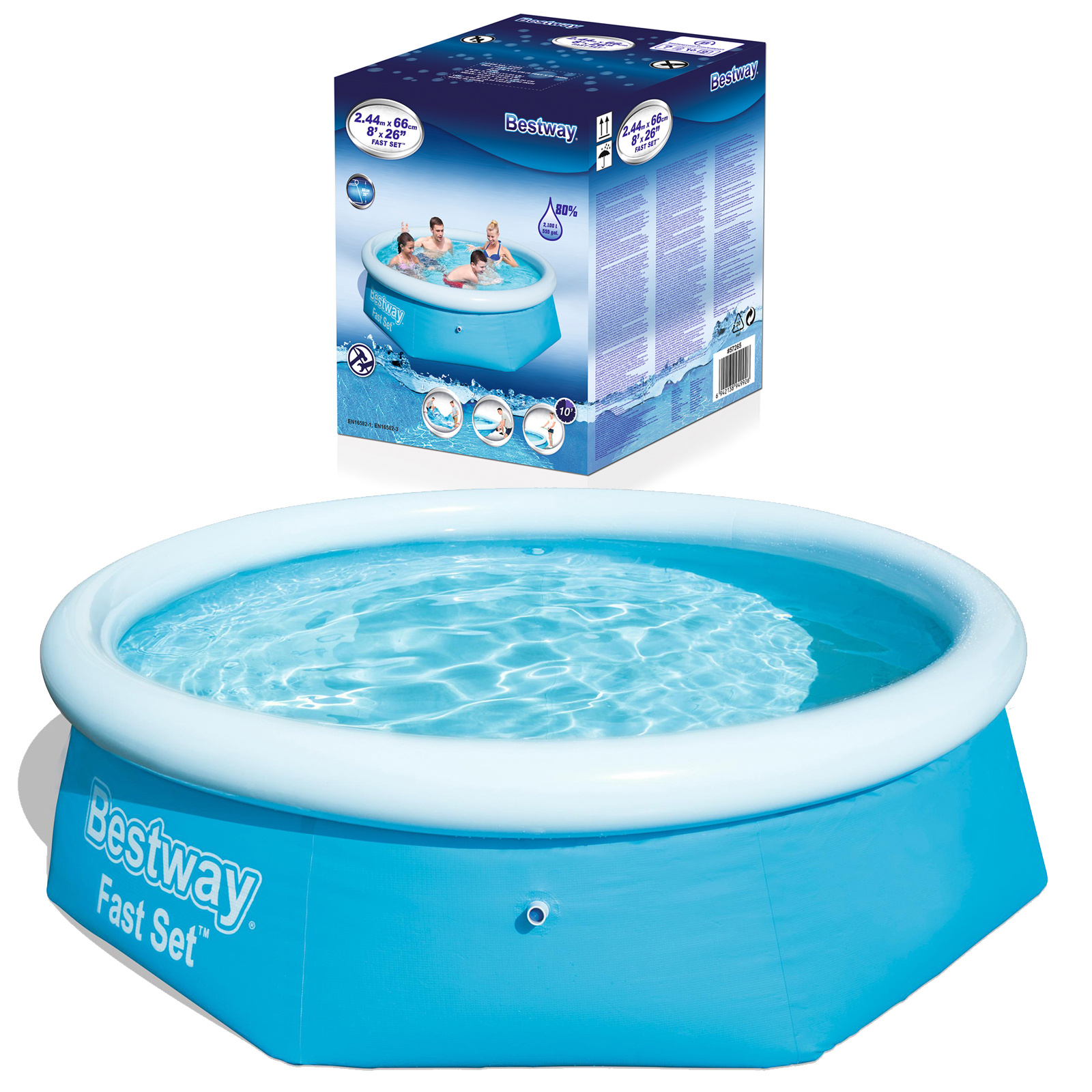 Bestway zwembad - Fast Set - ⌀ 244cm - met pomp en afdekzeil
