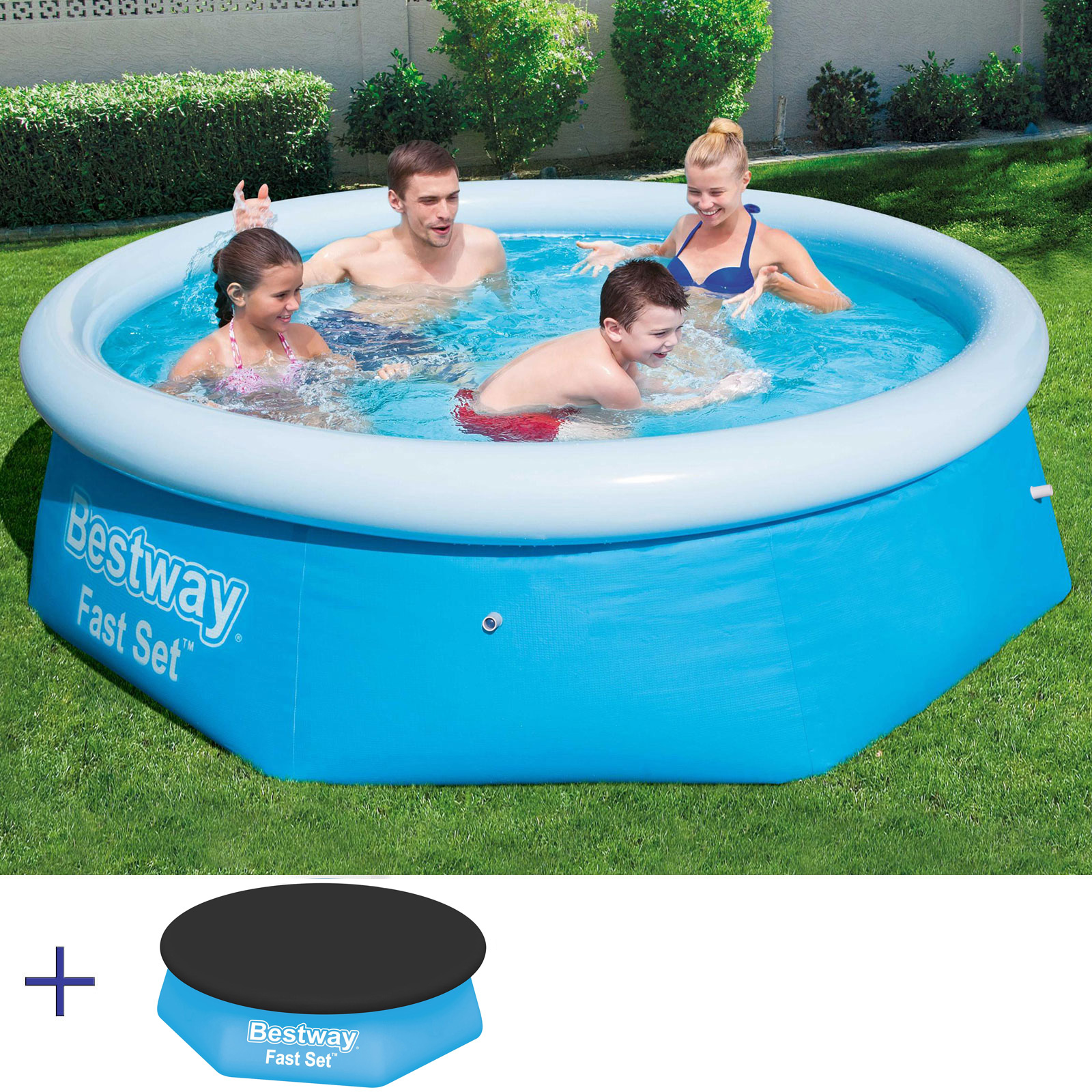 Bestway zwembad - opblaas zwembad - ⌀ 244cm - met afdekzeil