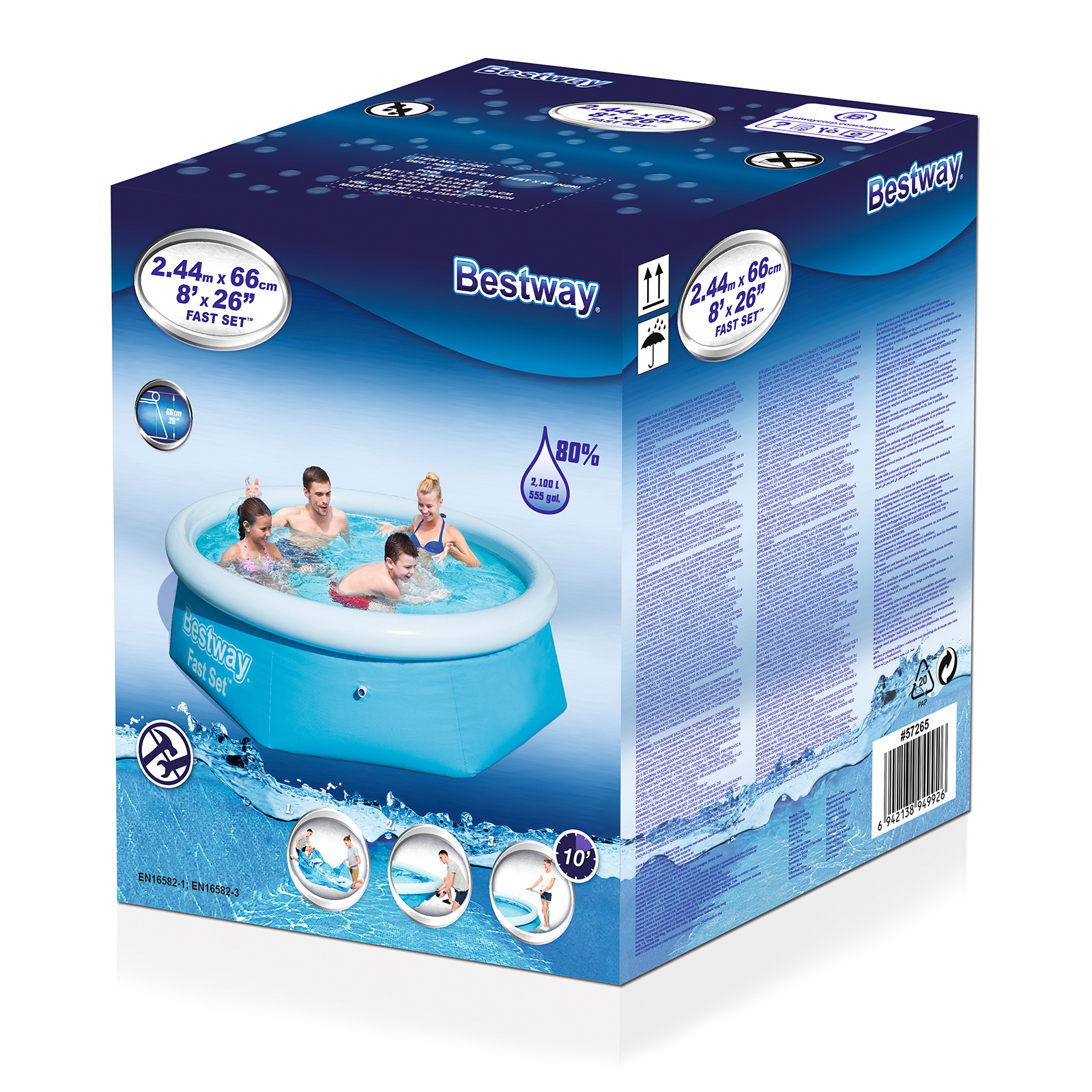 Bestway zwembad - opblaas zwembad - ⌀ 244cm - met afdekzeil