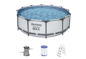 Bestway zwembad - ⌀ 366x100 cm - met filterpomp en trap - wit