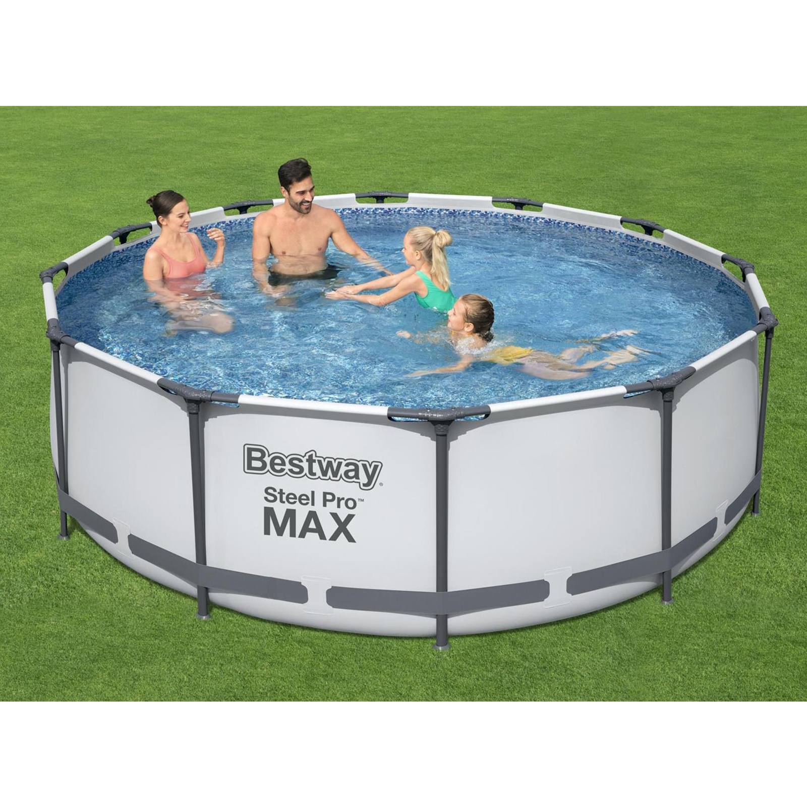 Bestway zwembad - ⌀ 366x100 cm - met filterpomp en trap - wit