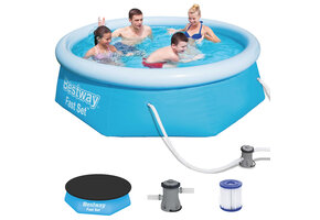 Bestway zwembad Fast Set - ⌀244cm - met filterpomp & afdekzeil