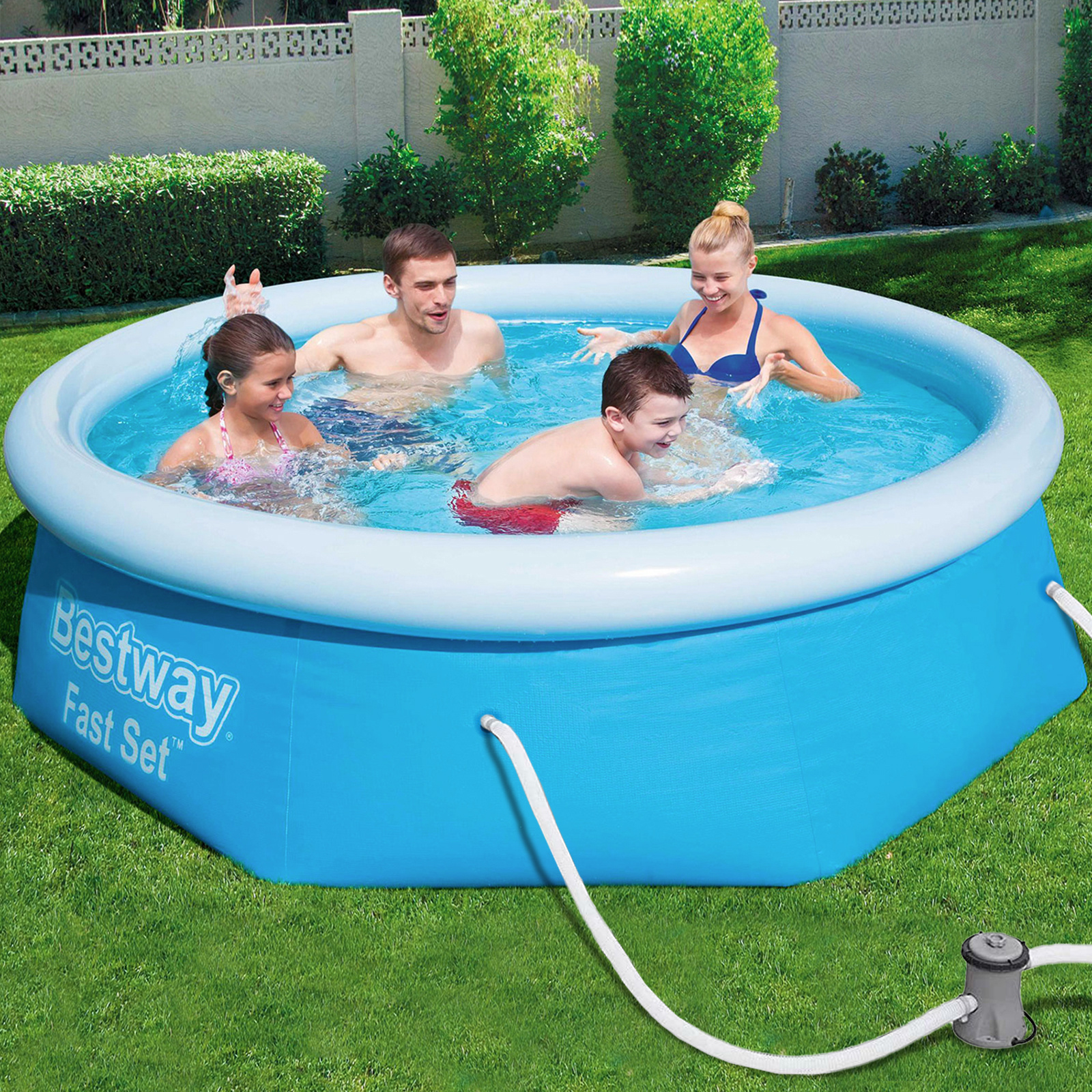 Bestway zwembad Fast Set - ⌀244cm - met filterpomp & afdekzeil