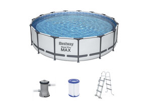 Bestway zwembad - ⌀ 457x107 cm - met filterpomp en trap - wit