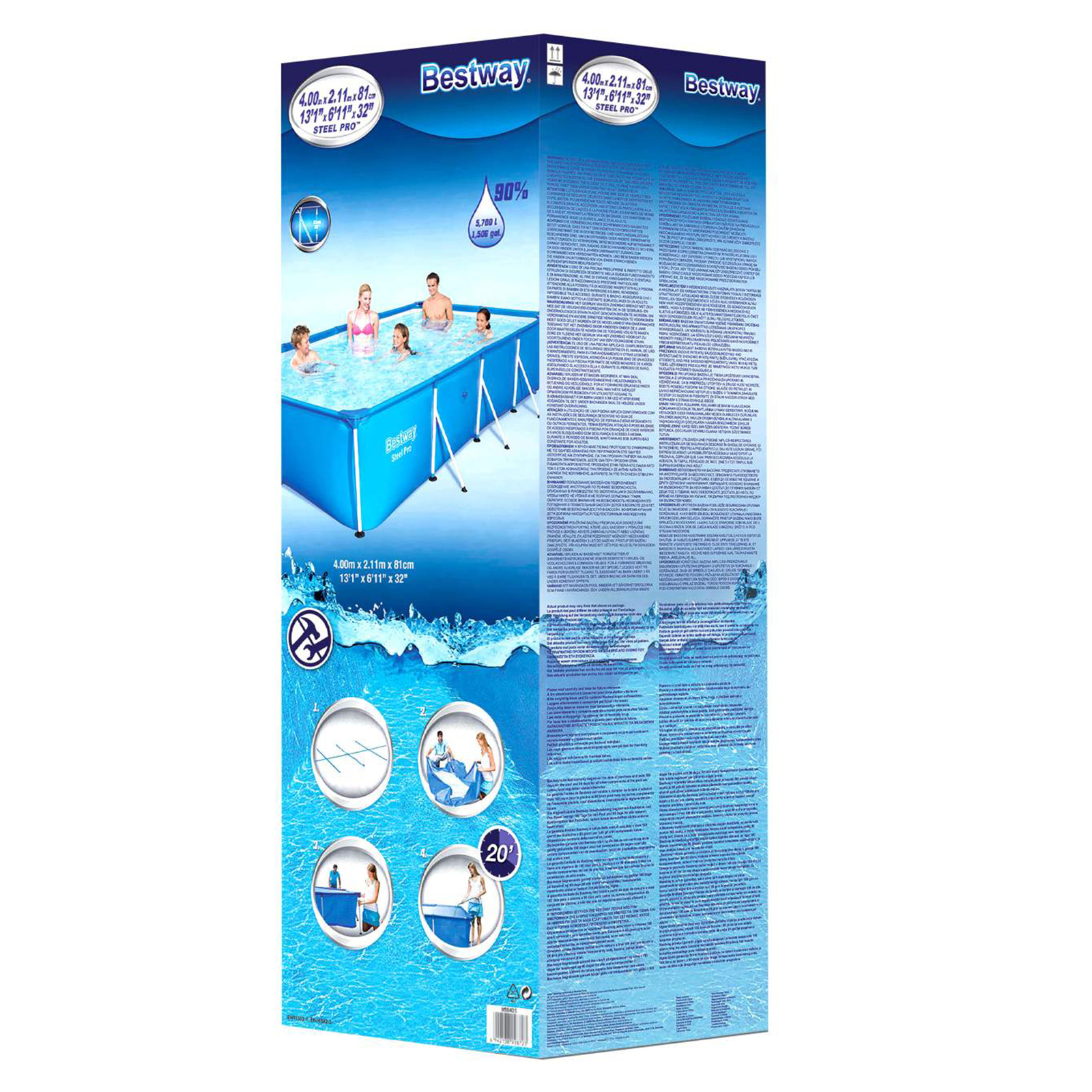 Bestway zwembad Steel Pro - opzetzwembad - 400x211x81cm - blauw