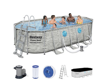 Bestway zwembad - Power Steel - 549x274x122cm - met raampjes