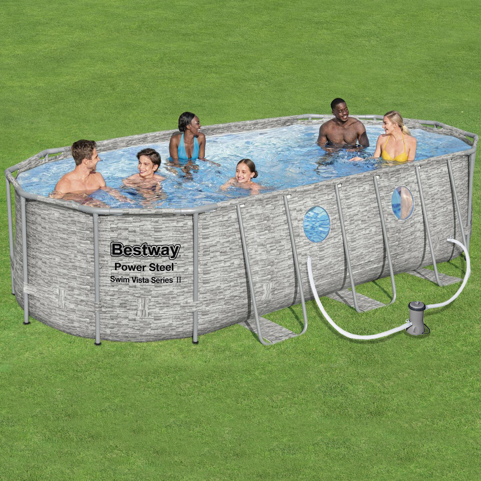 Bestway zwembad - Power Steel - 549x274x122cm - met raampjes