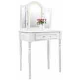 Kaptafel - met spiegel, licht en kruk - 74,5x40x137 cm - wit