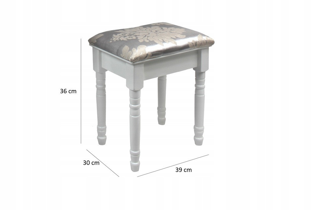 Kaptafel - met spiegel, licht en kruk - 74,5x40x137 cm - wit