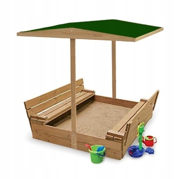 Zandbak hout met deksel - met zitje - 120x120 cm