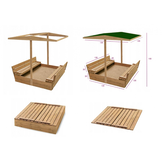 Zandbak hout met deksel - met zitje - 120x120 cm