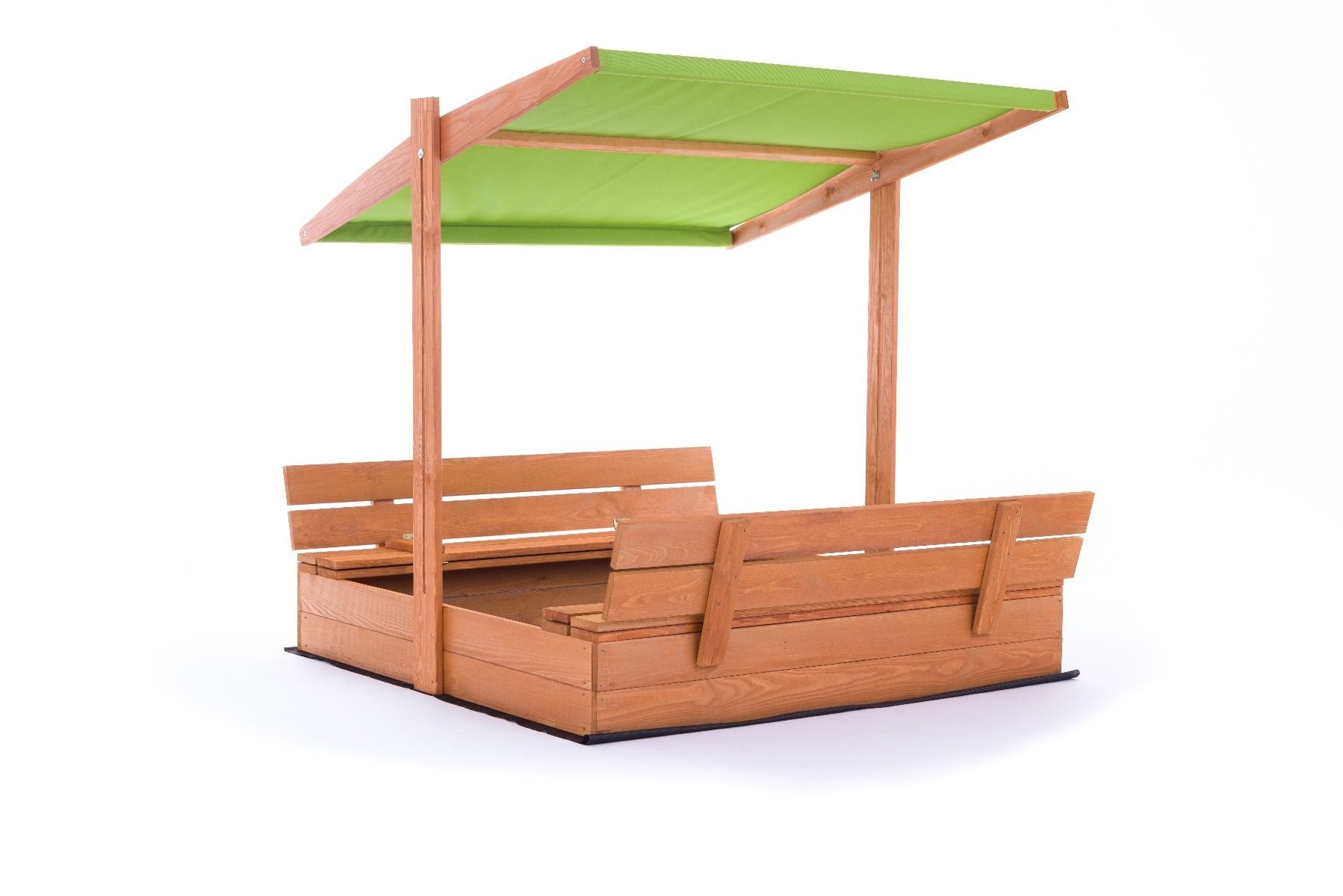 Zandbak - hout - met dak en bankjes - 140x140 cm - groen
