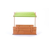 Zandbak - hout - met dak en bankjes - 140x140 cm - groen