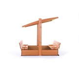 Zandbak - hout - met dak en bankjes - 140x140 cm - groen