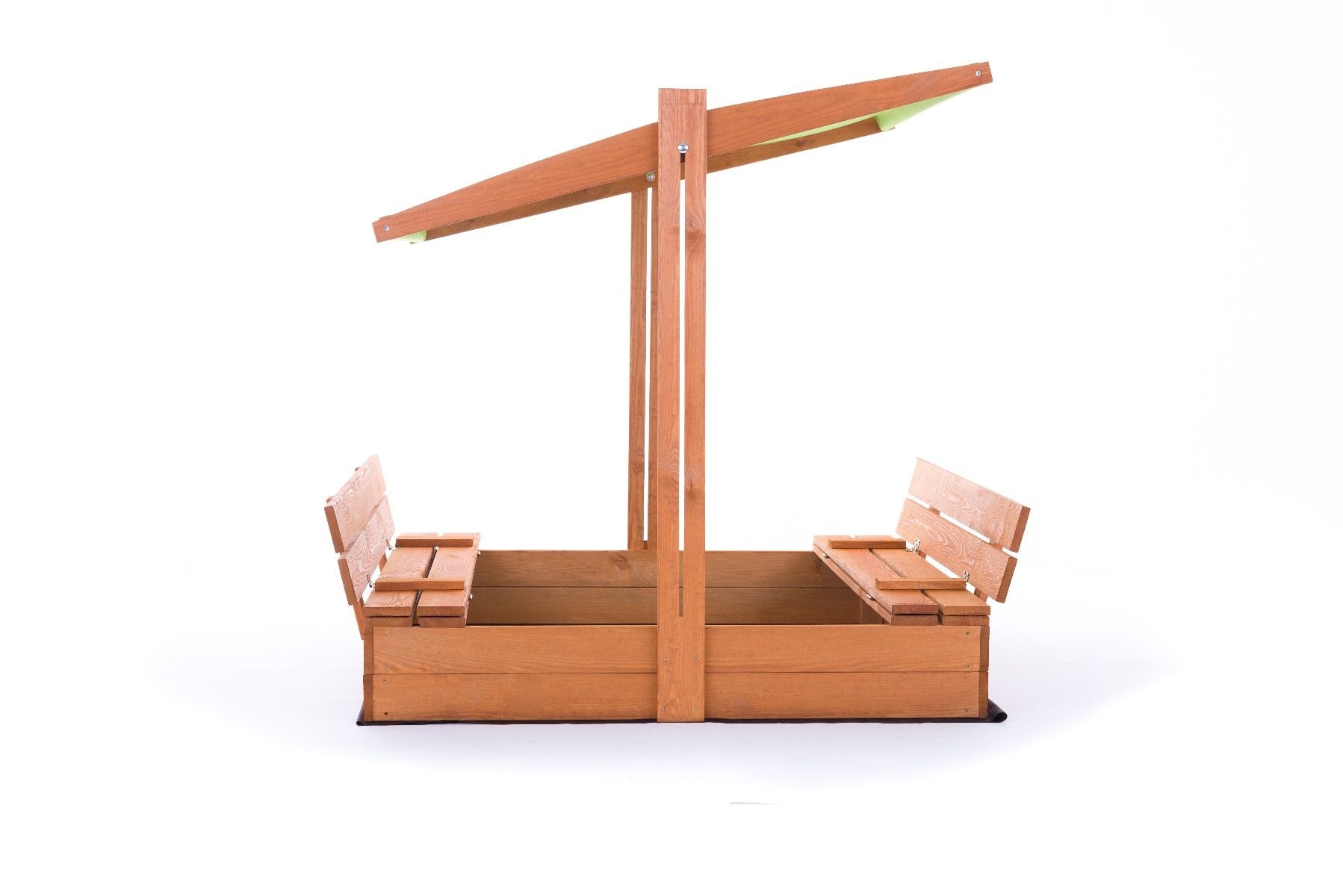 Zandbak - hout - met dak en bankjes - 140x140 cm - groen