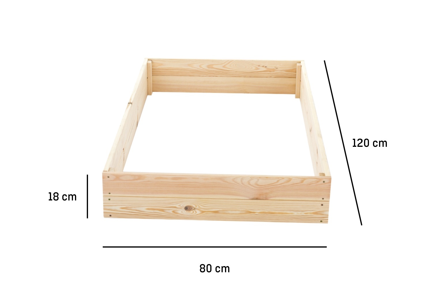 Moestuinbak - kweekbak - 120x80x18 cm - hout - met gronddoek