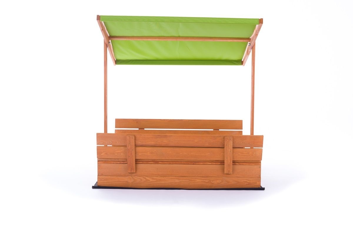 Zandbak - hout - met dak en bankjes - 120x120 cm - groen