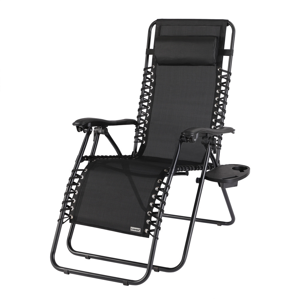 Ligstoel tuin - ligbed - 175x67x108 cm - zwart