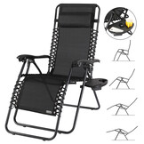 Ligstoel tuin - ligbed - 157,5 x 63,5 x 81 cm - zwart