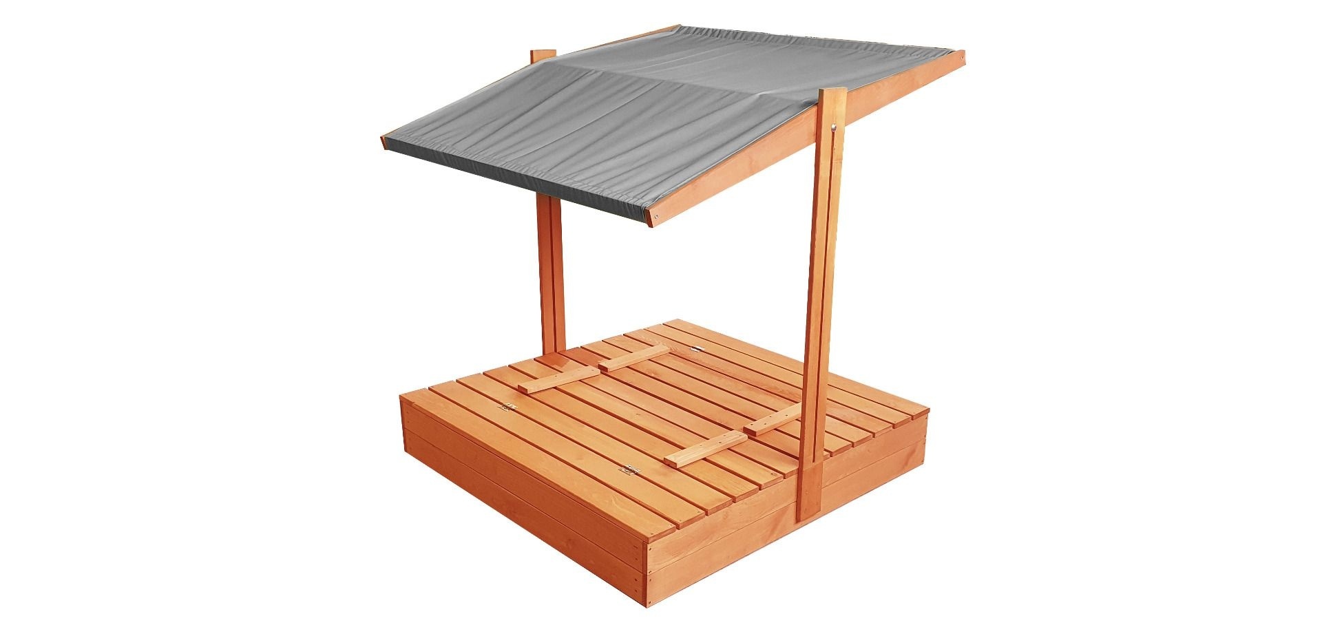 Zandbak - hout - met dak en bankjes - 140x140 cm - grijs