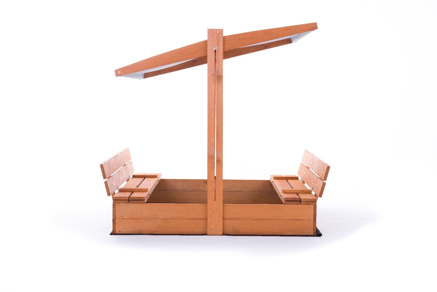 Zandbak - hout - met dak en bankjes - 140x140 cm - grijs