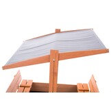 Zandbak - hout - met dak en bankjes - 140x140 cm - grijs