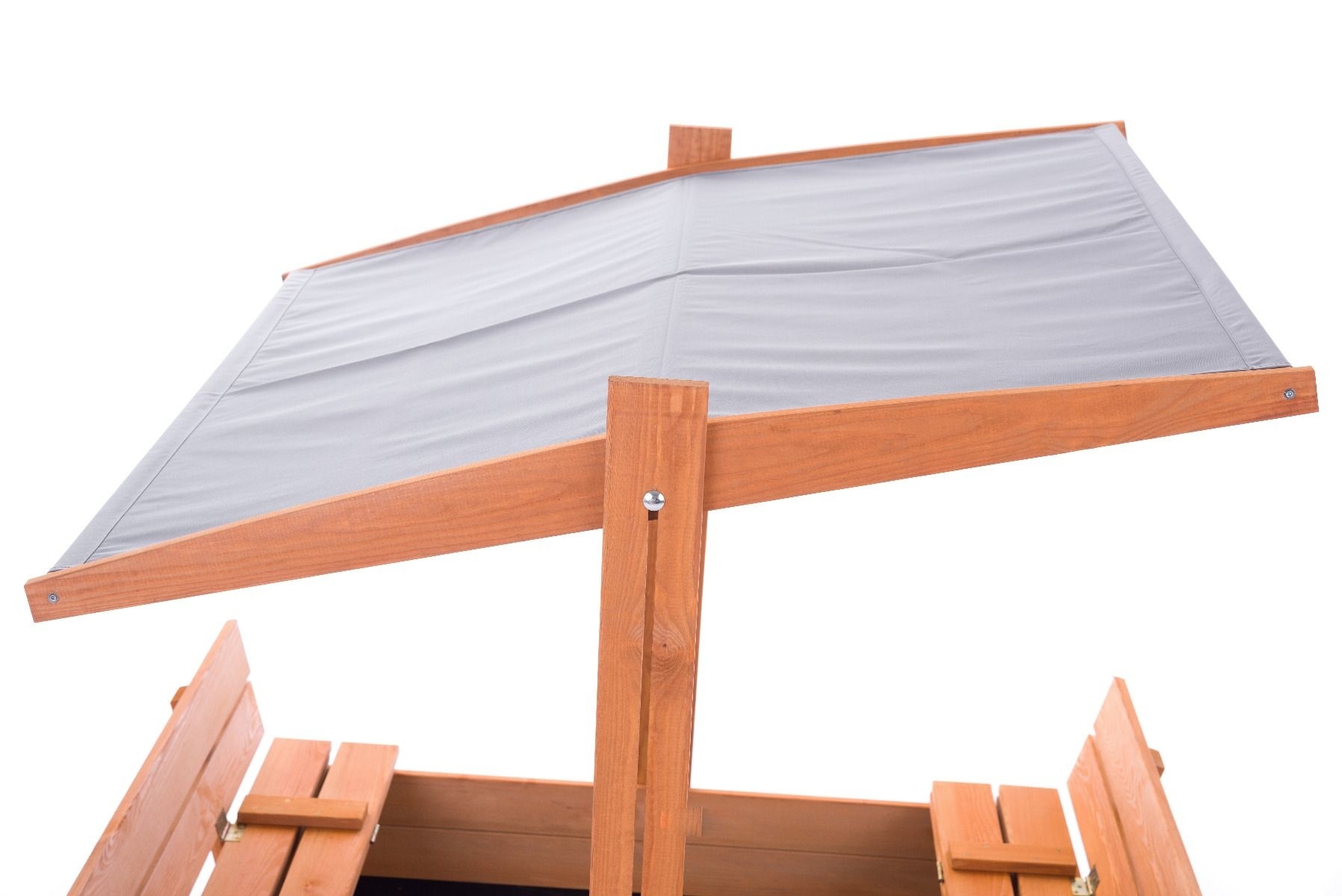 Zandbak - hout - met dak en bankjes - 140x140 cm - grijs