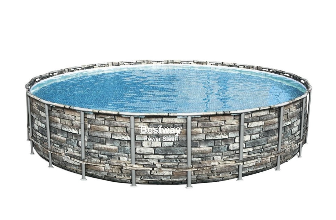 Bestway Power Steel zwembad 671 x 132 cm - Steen-look - complete set