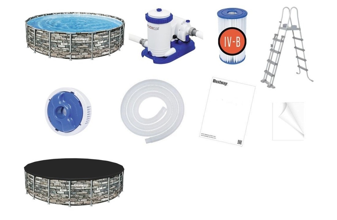 Bestway Power Steel zwembad 671 x 132 cm - Steen-look - complete set