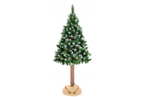 Kunstkerstboom 220 cm - met sneeuw en houten stam