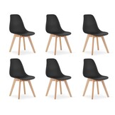 Eetkamerstoelen KITO - set van 6 eettafel stoelen - zwart