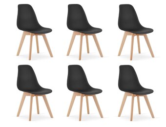 Eetkamerstoelen KITO - set van 6 eettafel stoelen - zwart