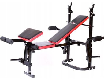 Sportbank multifunctioneel volledig instelbaar voor gewichten zwart & rood