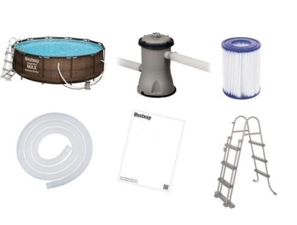 Bestway Steel Pro Max 549x122 cm - veel accessoires - Rattan look buitenkant