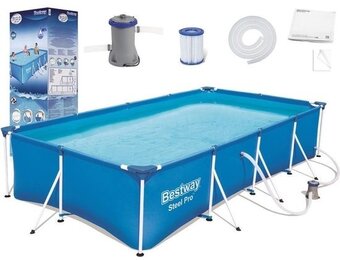 Bestway Steel Pro 400x211x81 cm - inclusief pomp & filters buiten opzetzwembad rechthoek