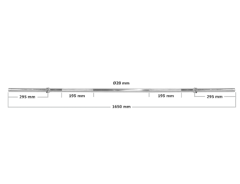 Halterstang voor gewichten - recht - 165 cm breed - met schuifklemmen - 28 mm diameter
