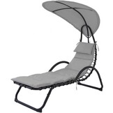 Relax Tuinstoel grijs met parasol 189x73 cm