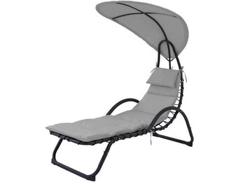 Relax Tuinstoel grijs met parasol 189x73 cm