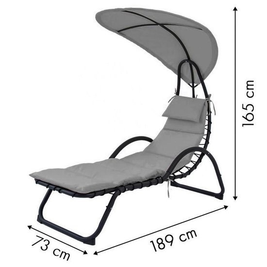 Relax Tuinstoel grijs met parasol 189x73 cm
