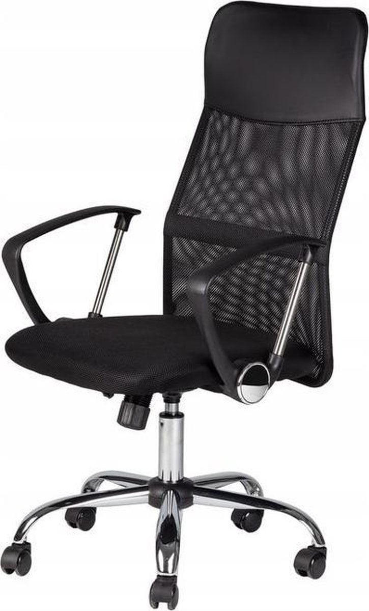 Bureaustoel - mesh ademende rugleuning - hoogte verstelbaar - zwart