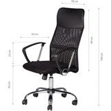 Bureaustoel - mesh ademende rugleuning - hoogte verstelbaar - zwart