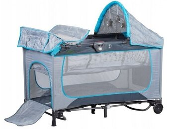 Reisbedje met klamboe zijkanten - opvouwbaar - grijs