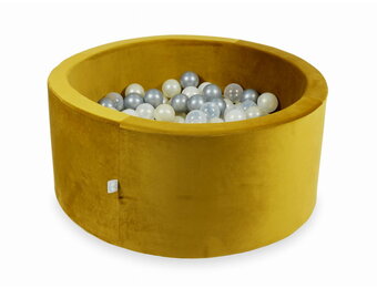 Ballenbak - rond - 90x40cm - goud, multicolour - 300 ballen