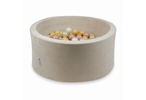 Ballenbak - 300 ballen - 90x30cm - rond - beige, multicolour