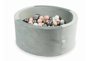 Ballenbak - 300 ballen - 90x40cm - rond - grijs, multicolour
