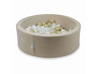 Ballenbak - 200 ballen - 90x30cm - rond - beige, multicolour